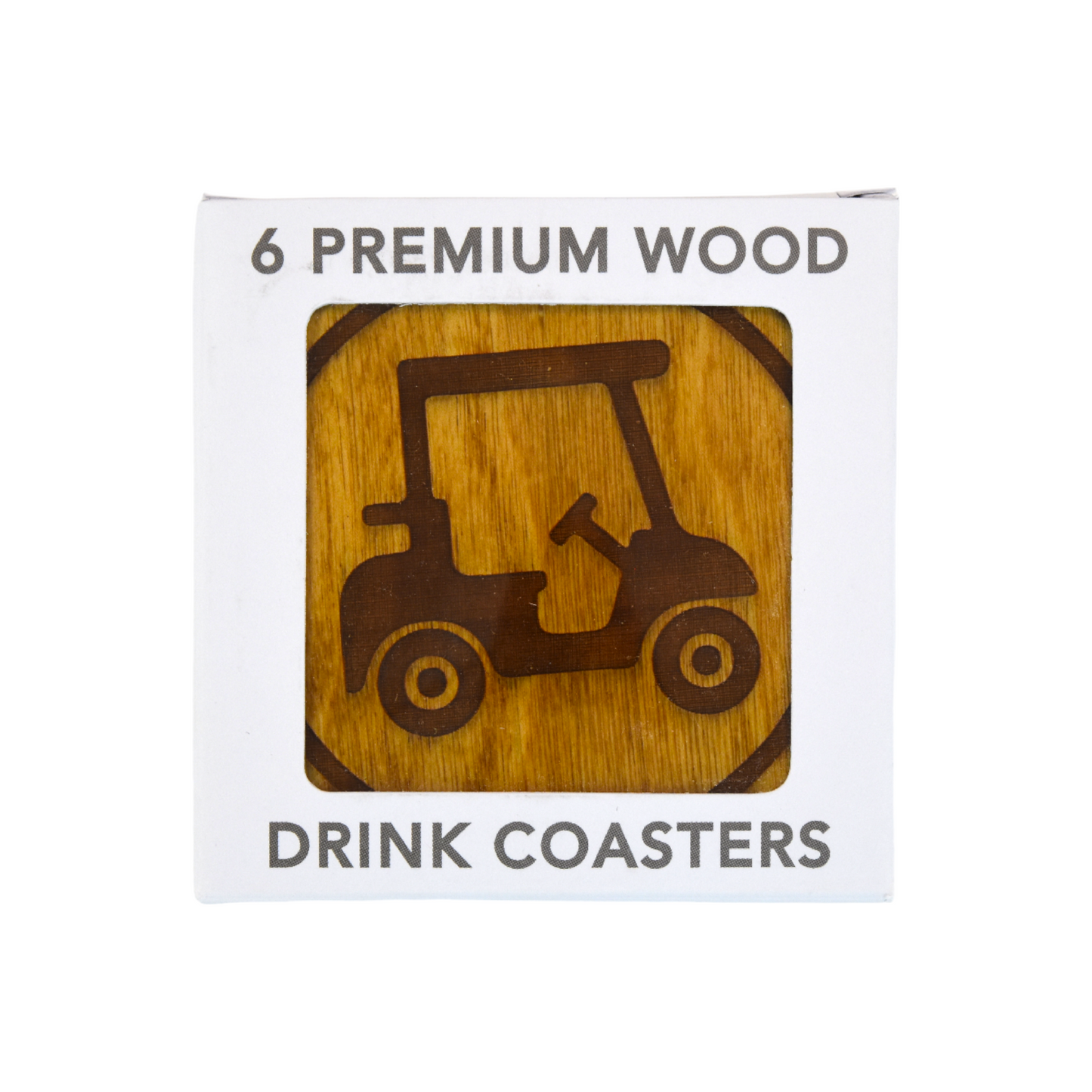 Premium Wood Drink Coasters (6-Pack) - Golf Cart