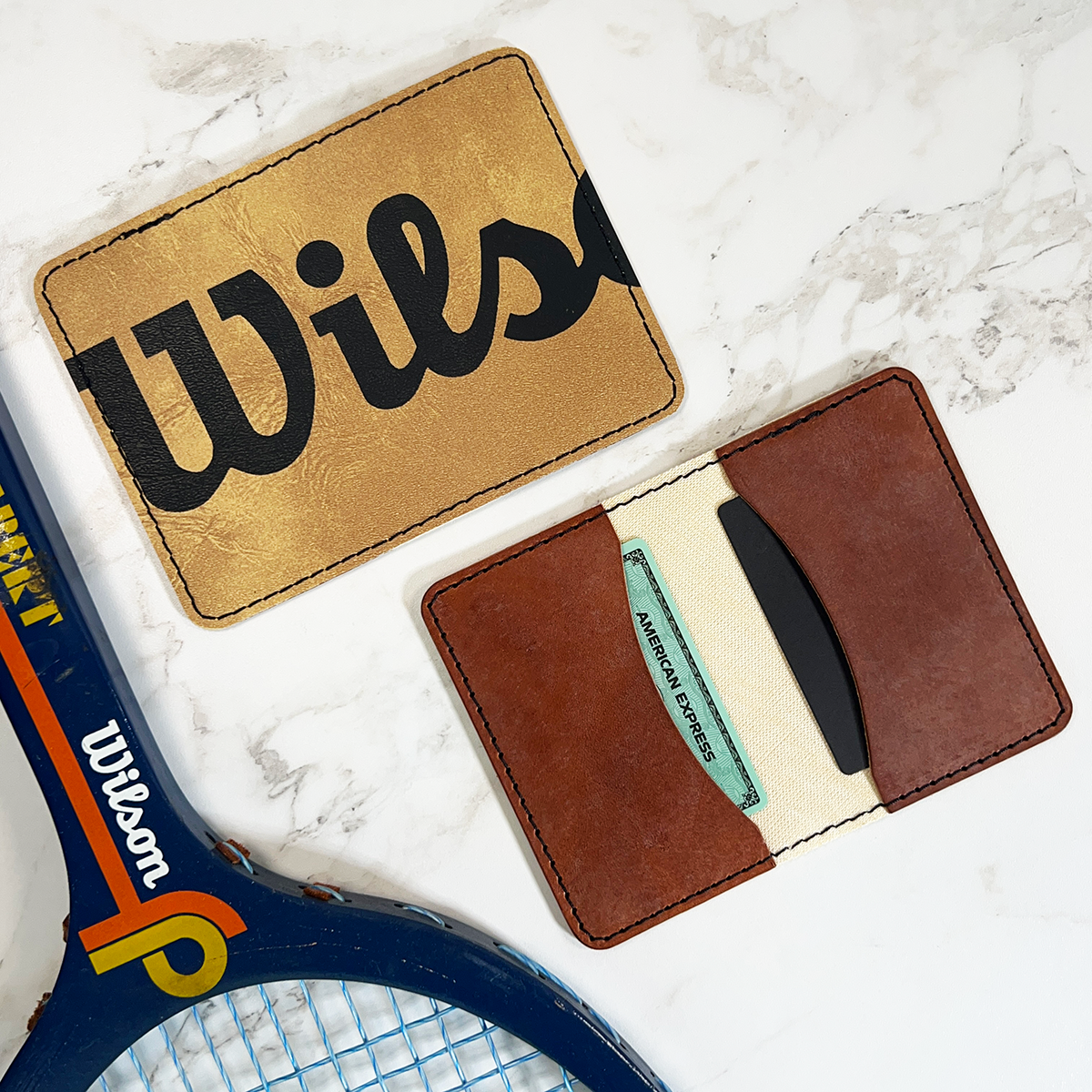 Vintage Upcycled Vertical Bi-Fold Wallet - W Tan/Black/Brown