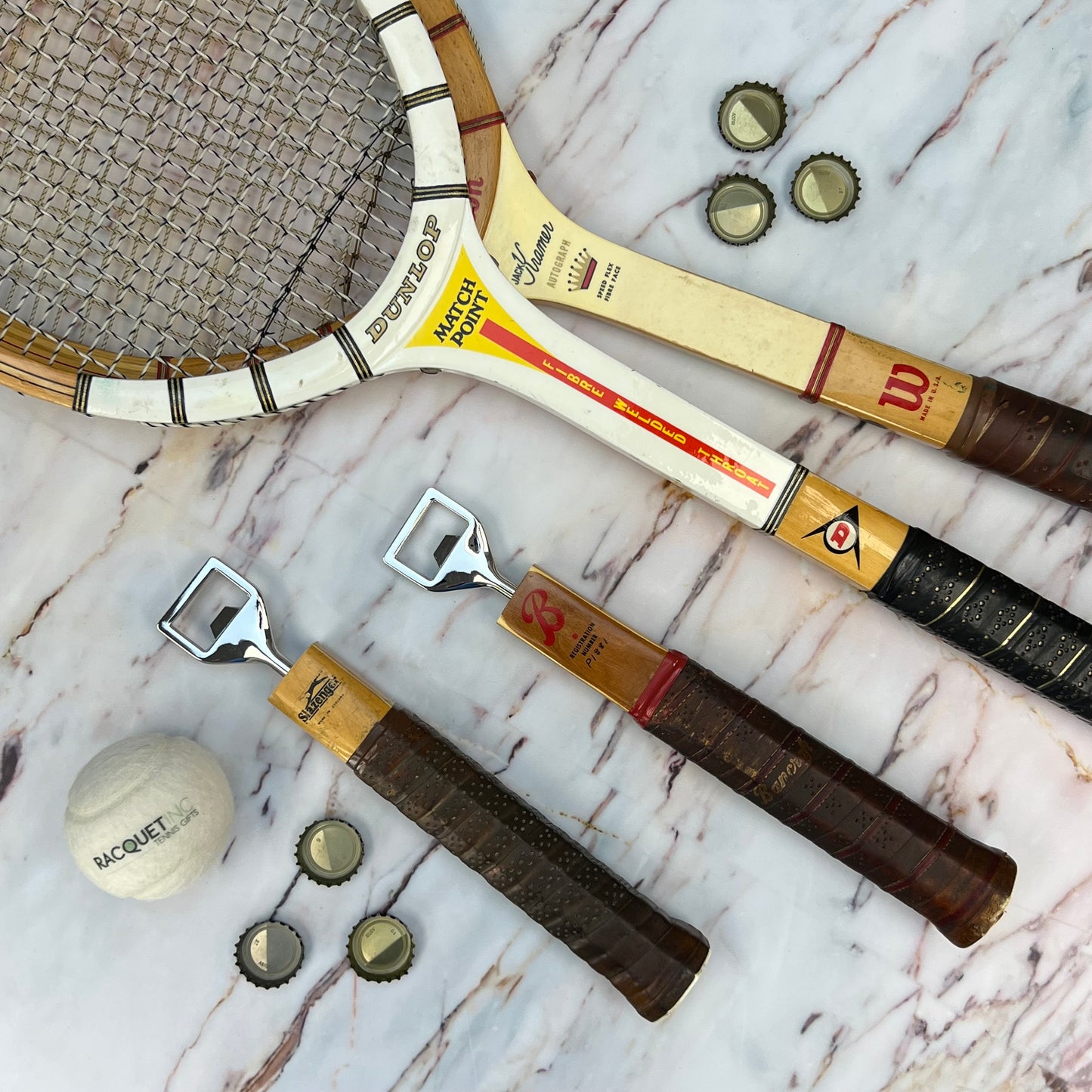 Antique Wooden Tennis Racquet Beer Bottle Opener