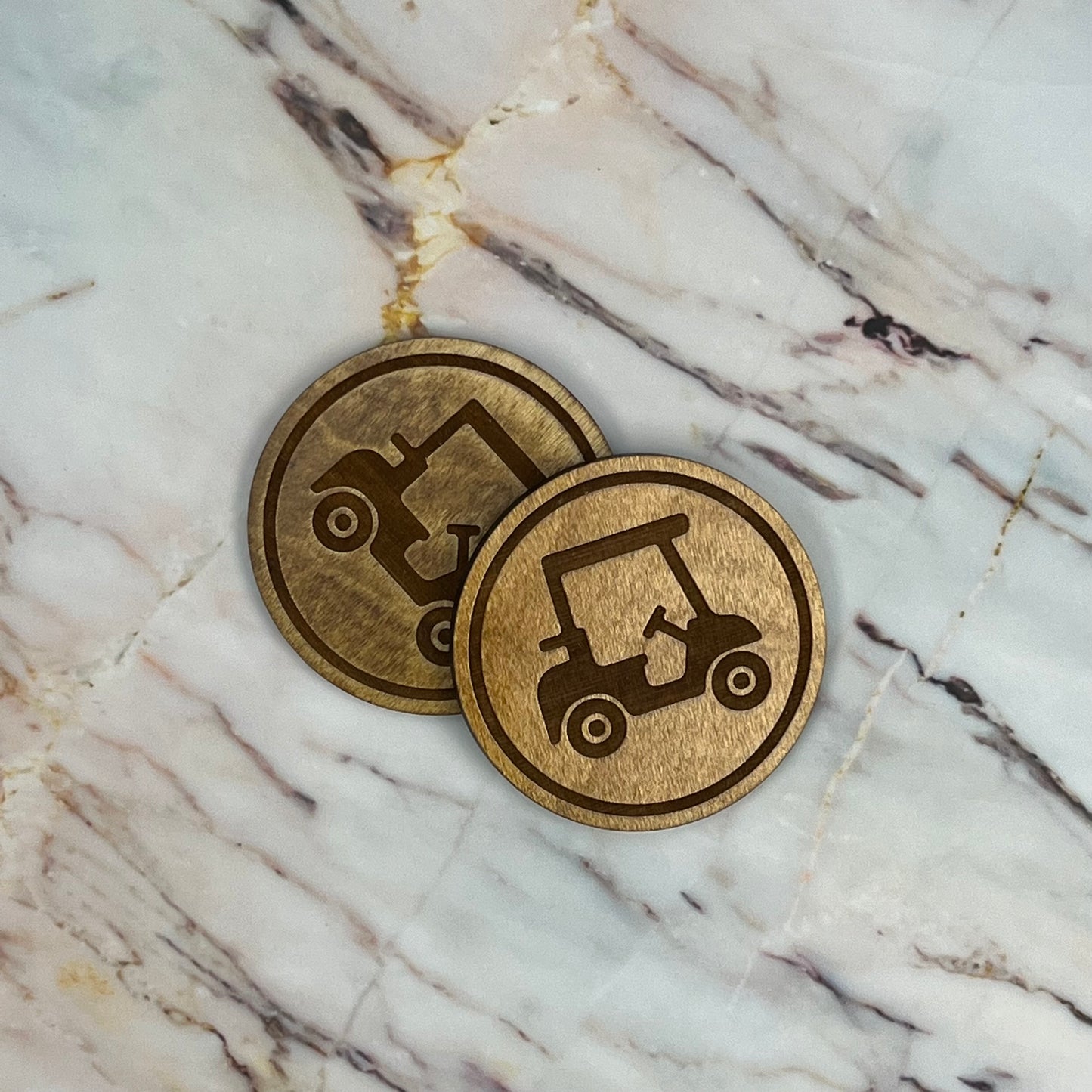Premium Wood Drink Coasters (6-Pack) - Golf Cart