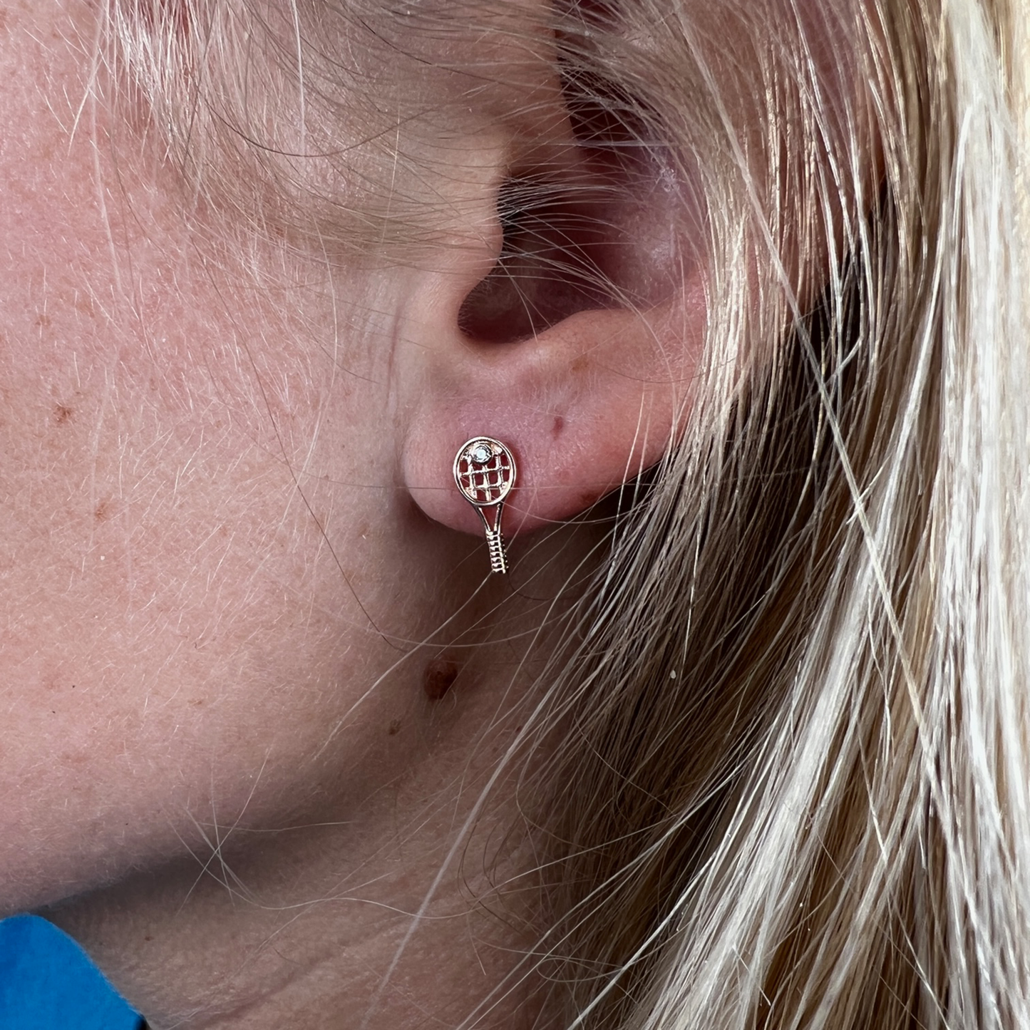 Tennis Racquet Earrings - Rose Gold