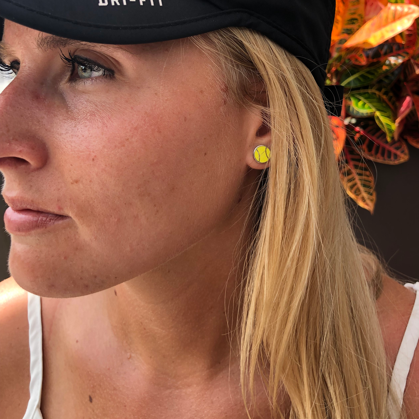 Flat Tennis Ball Earrings - Yellow