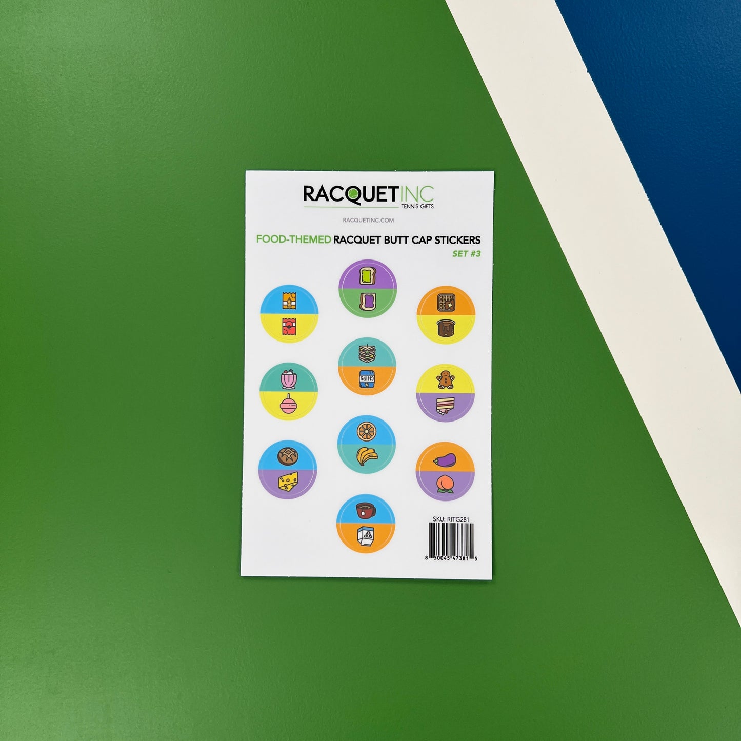 Food-Themed Racquet Butt Cap Stickers (10-Pack) Set #3