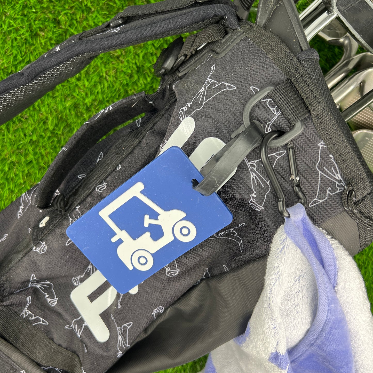 Golf Bag Tag - Navy Blue Golf Cart