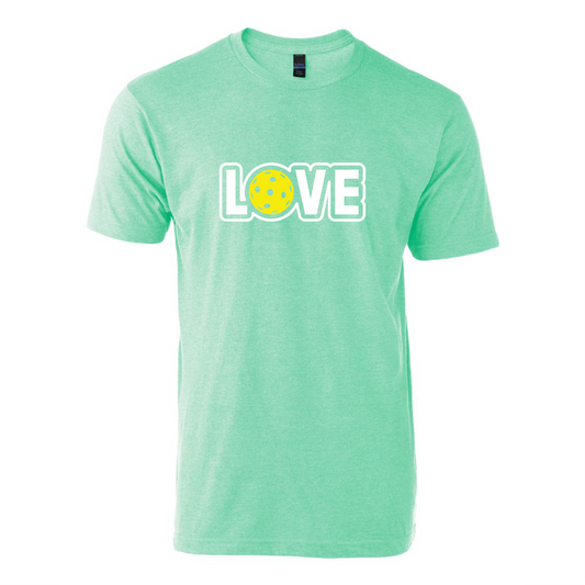 LOVE Pickleball T-Shirt - Heather Neo Mint