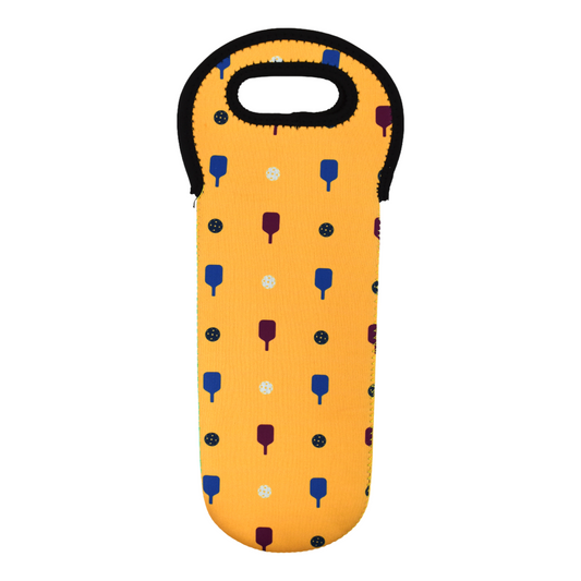 Pickleball Wine Bottle Tote - Yellow