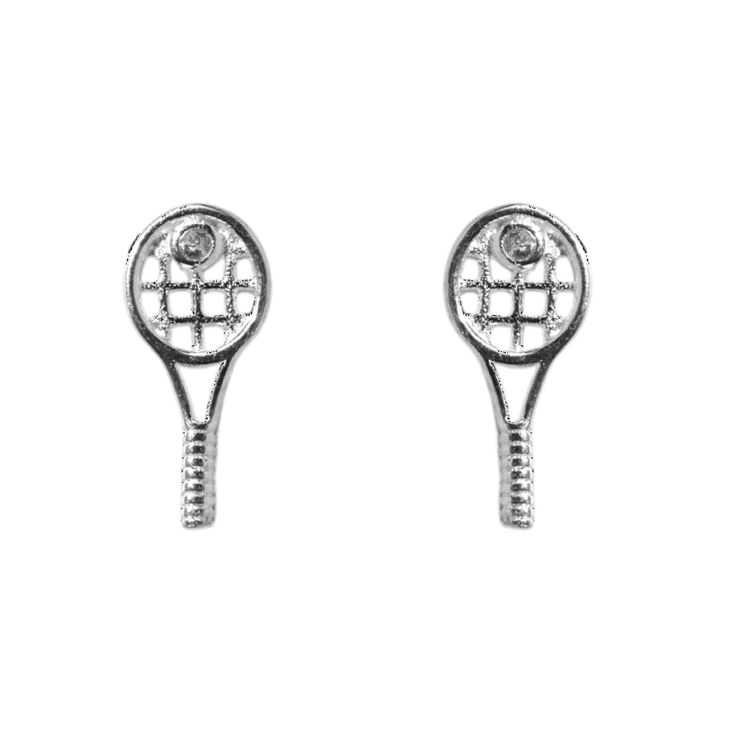 Tennis Racquet Earrings - Silver
