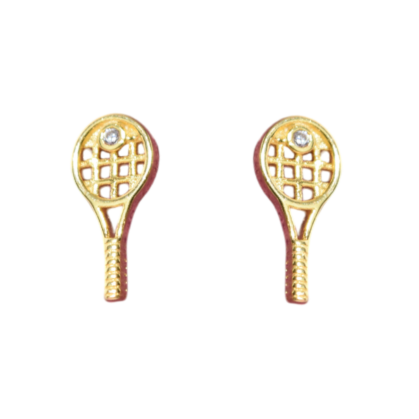 Tennis Racquet Earrings - Gold