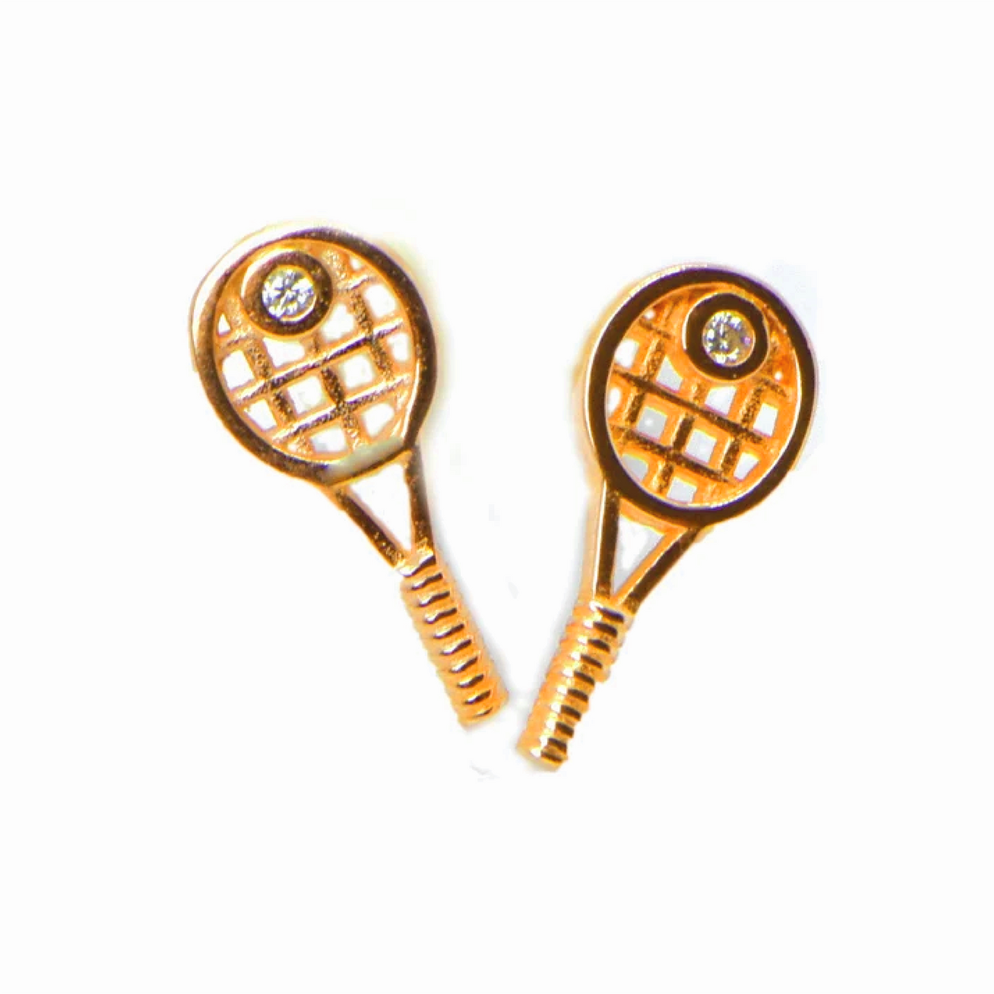 Tennis Racquet Earrings - Gold