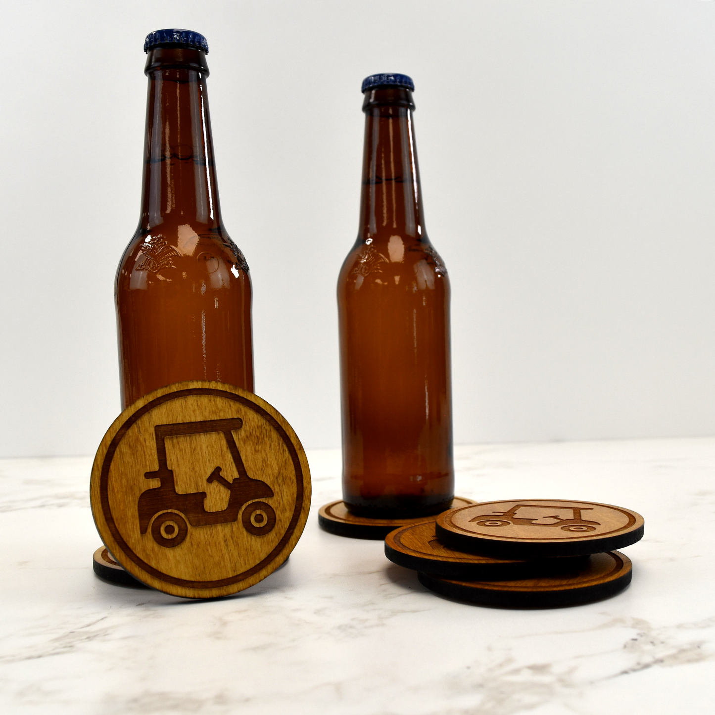 Premium Wood Drink Coasters (6-Pack) - Golf Cart