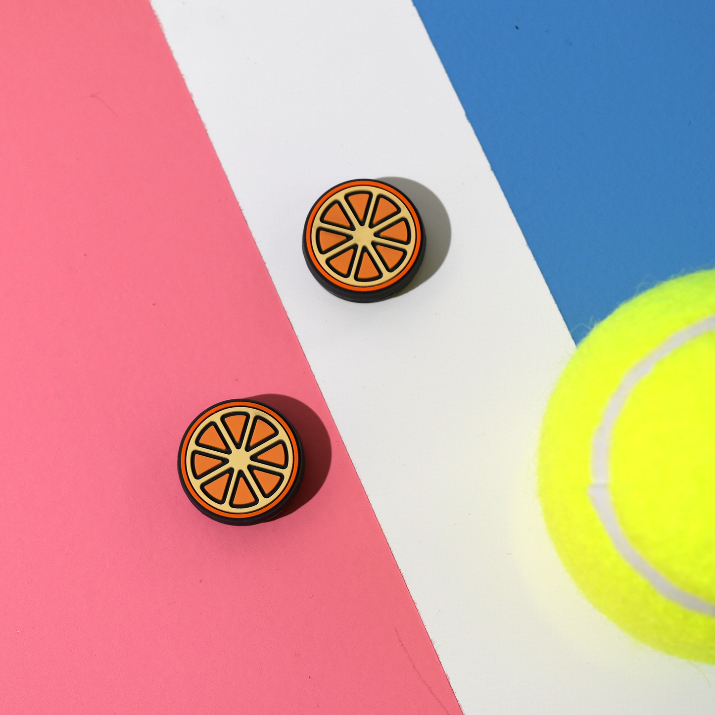 Delicious Dampeners - (2-Pack) Orange - Food Tennis Vibration Dampener