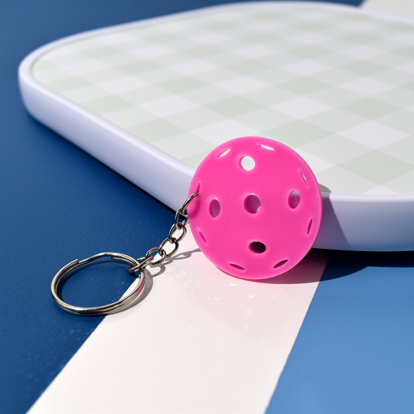 Flat Pickleball Keychain - Pink