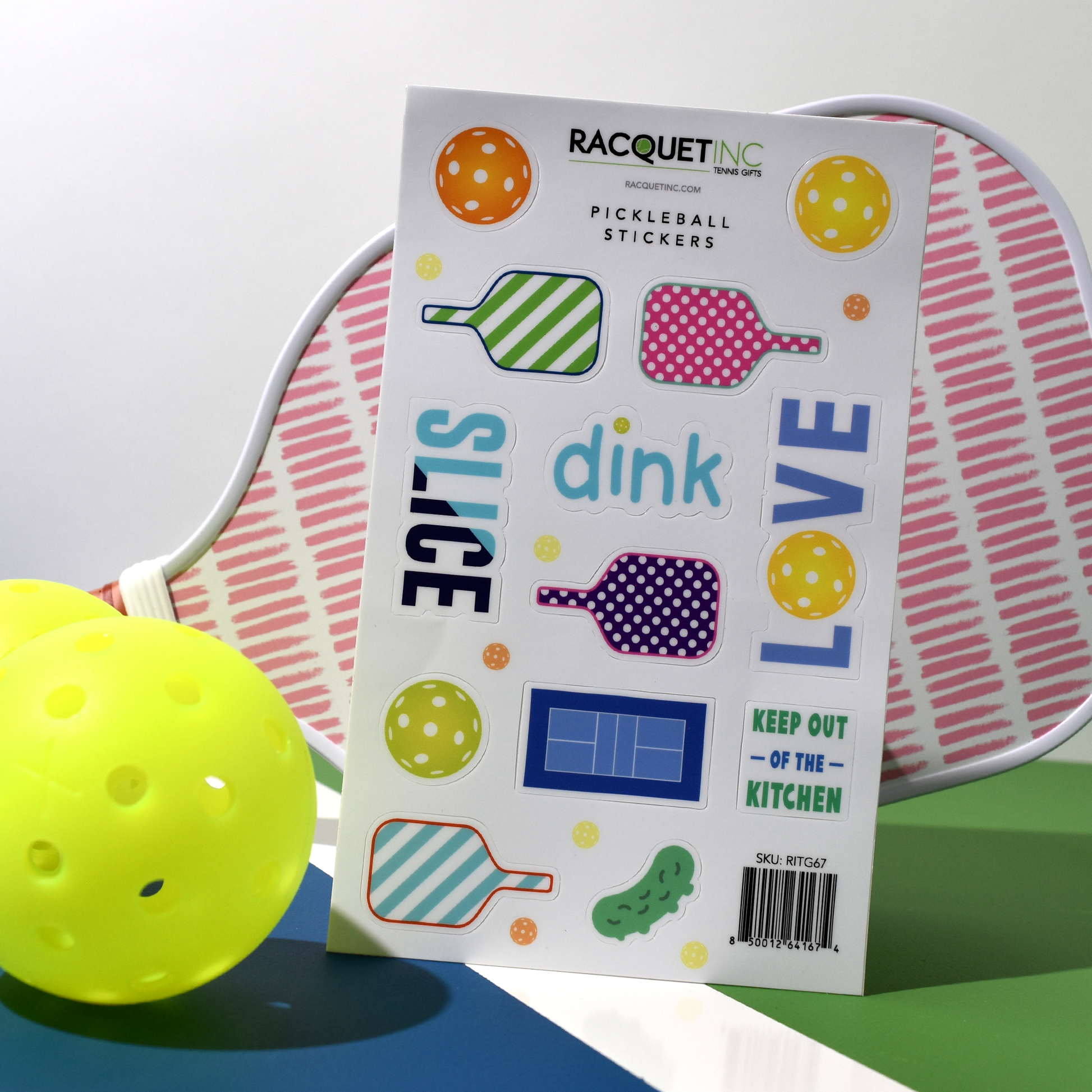 Pickleball sticker sheet — close-up detail