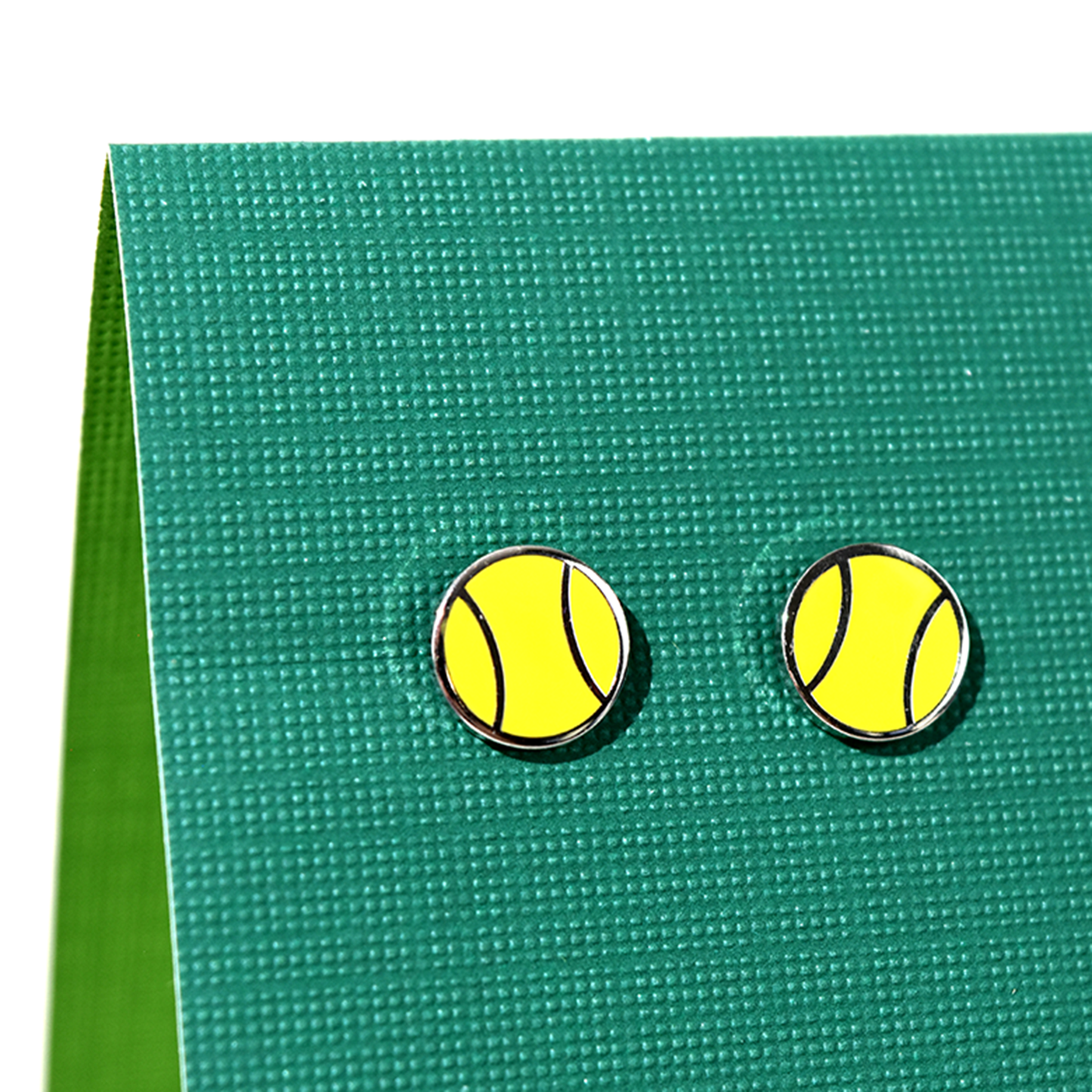 Flat Tennis Ball Earrings - Yellow