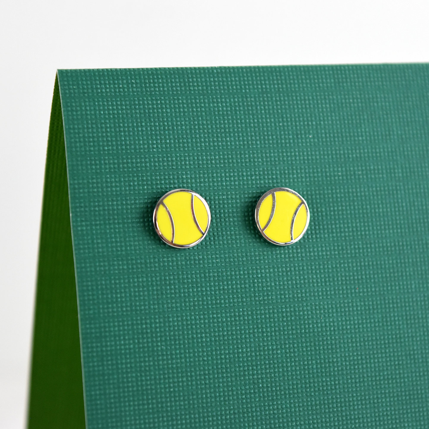 Flat Tennis Ball Earrings - Yellow
