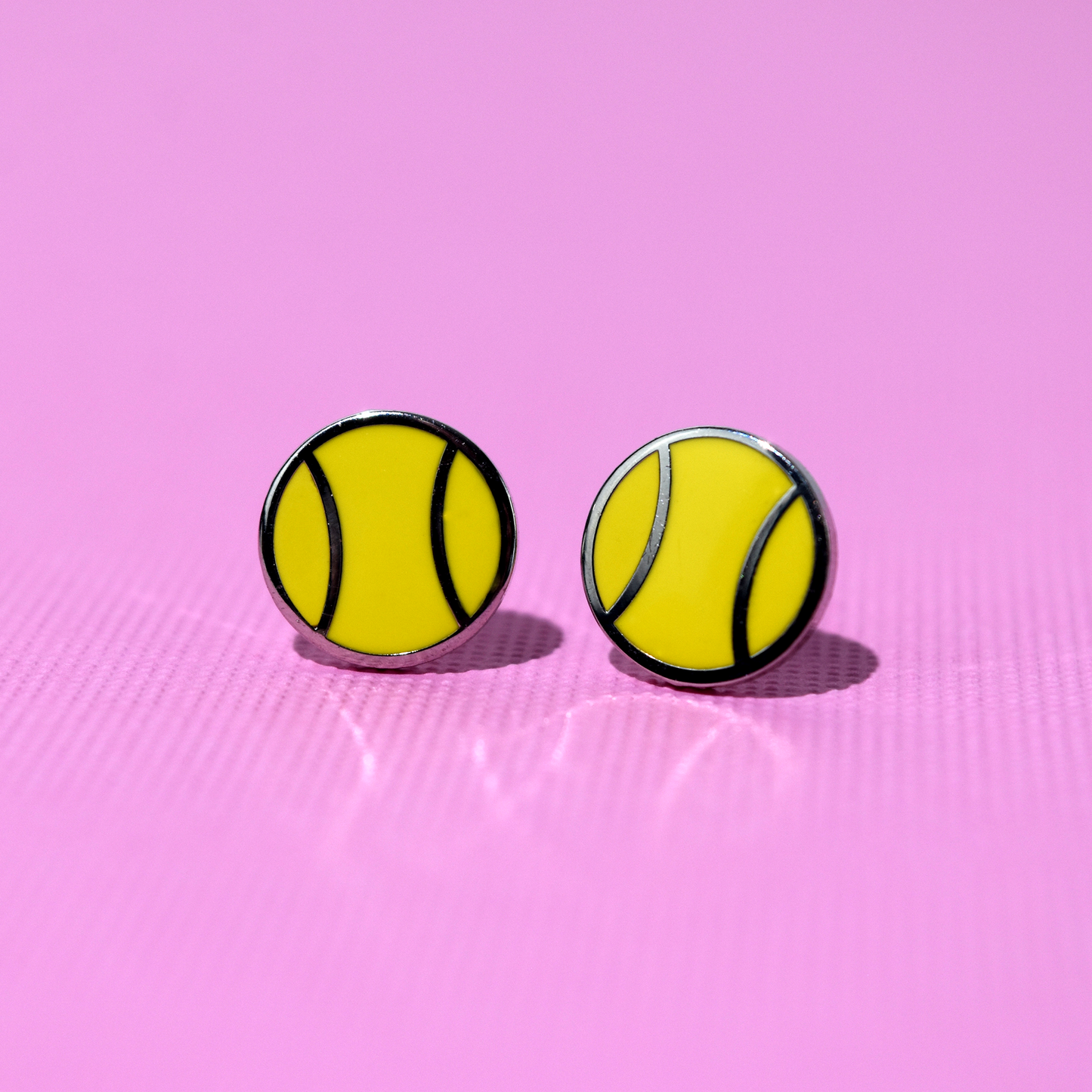 Flat Tennis Ball Earrings - Yellow