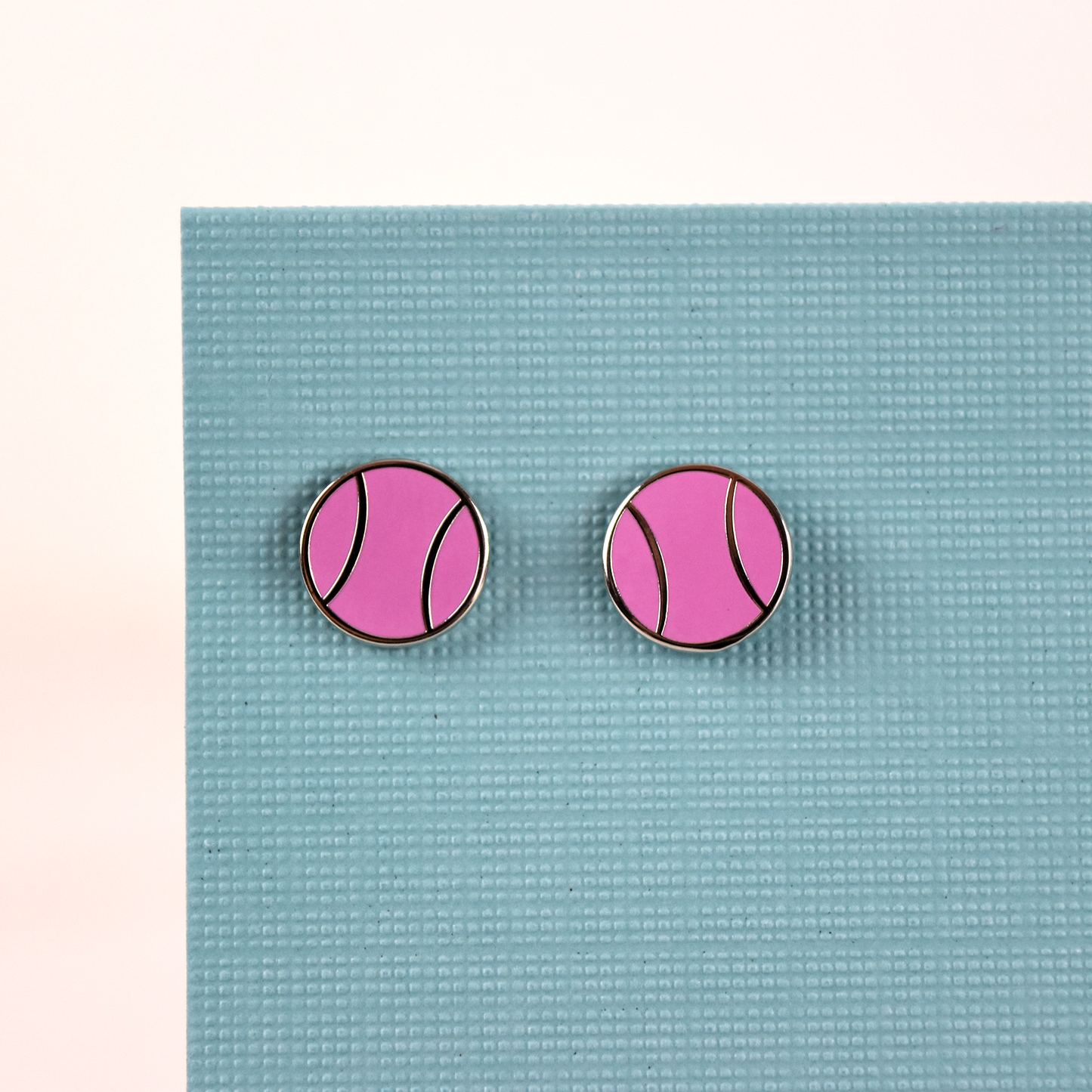 Flat Tennis Ball Earrings - Pink
