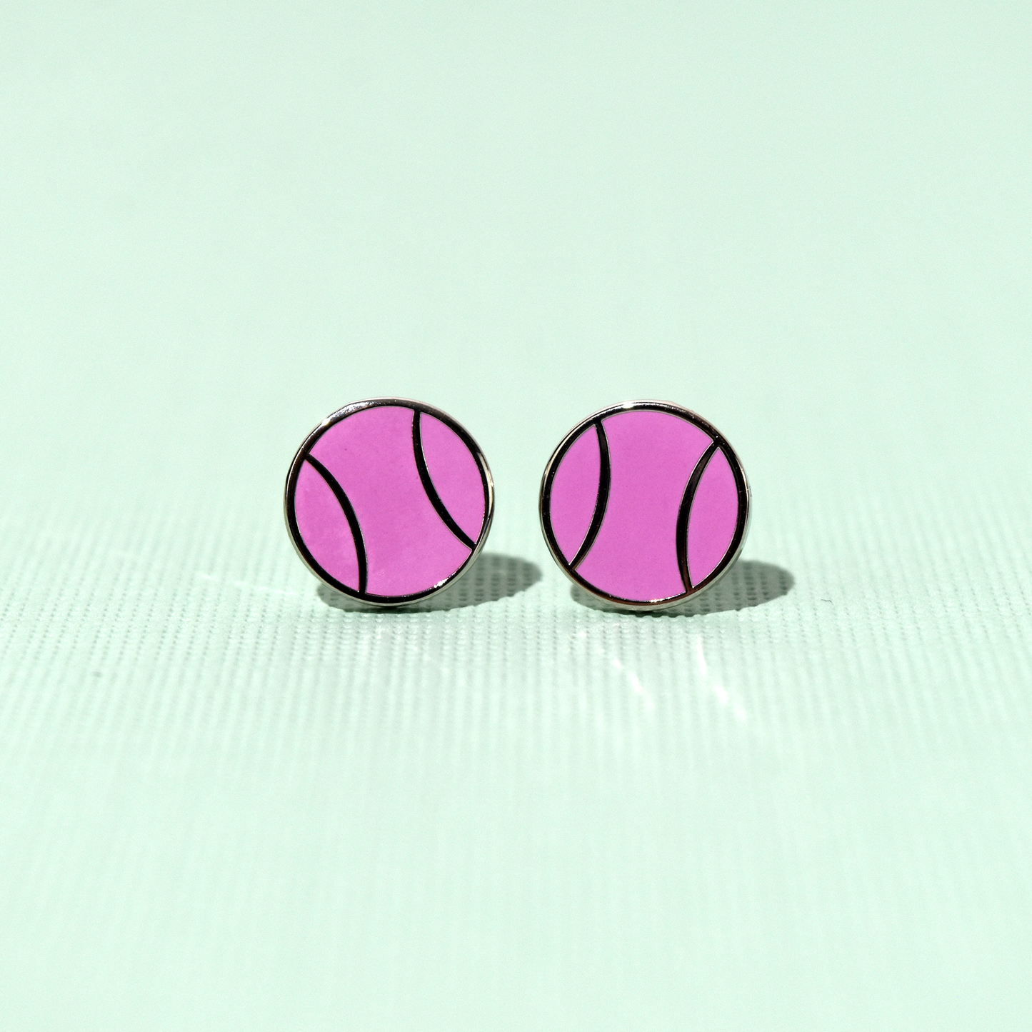 Flat Tennis Ball Earrings - Pink