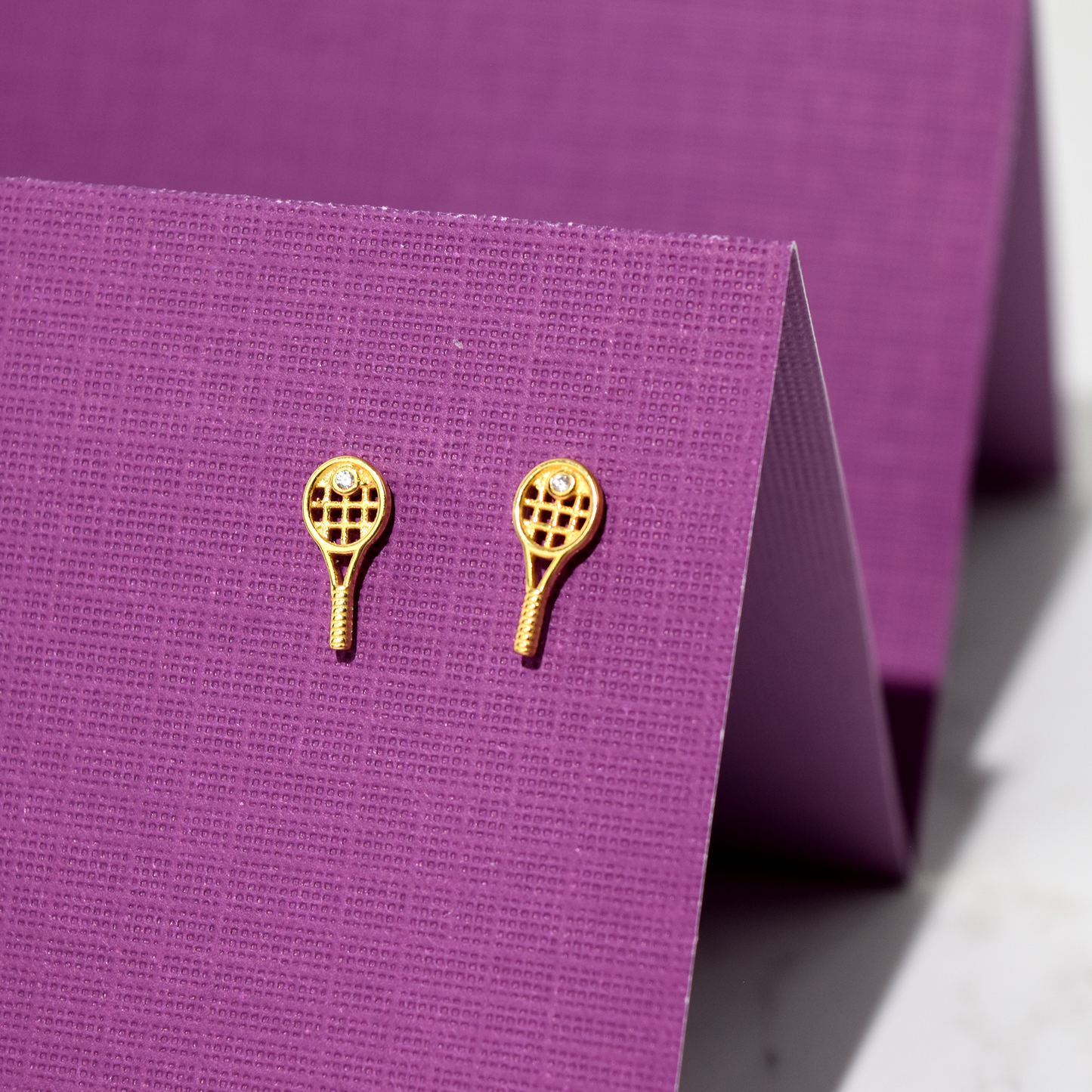 Tennis Racquet Earrings - Gold
