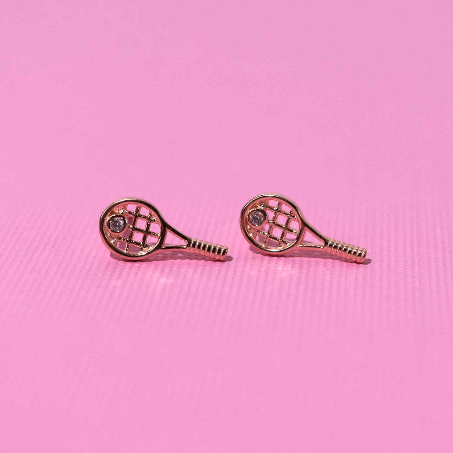 Tennis Racquet Earrings - Rose Gold
