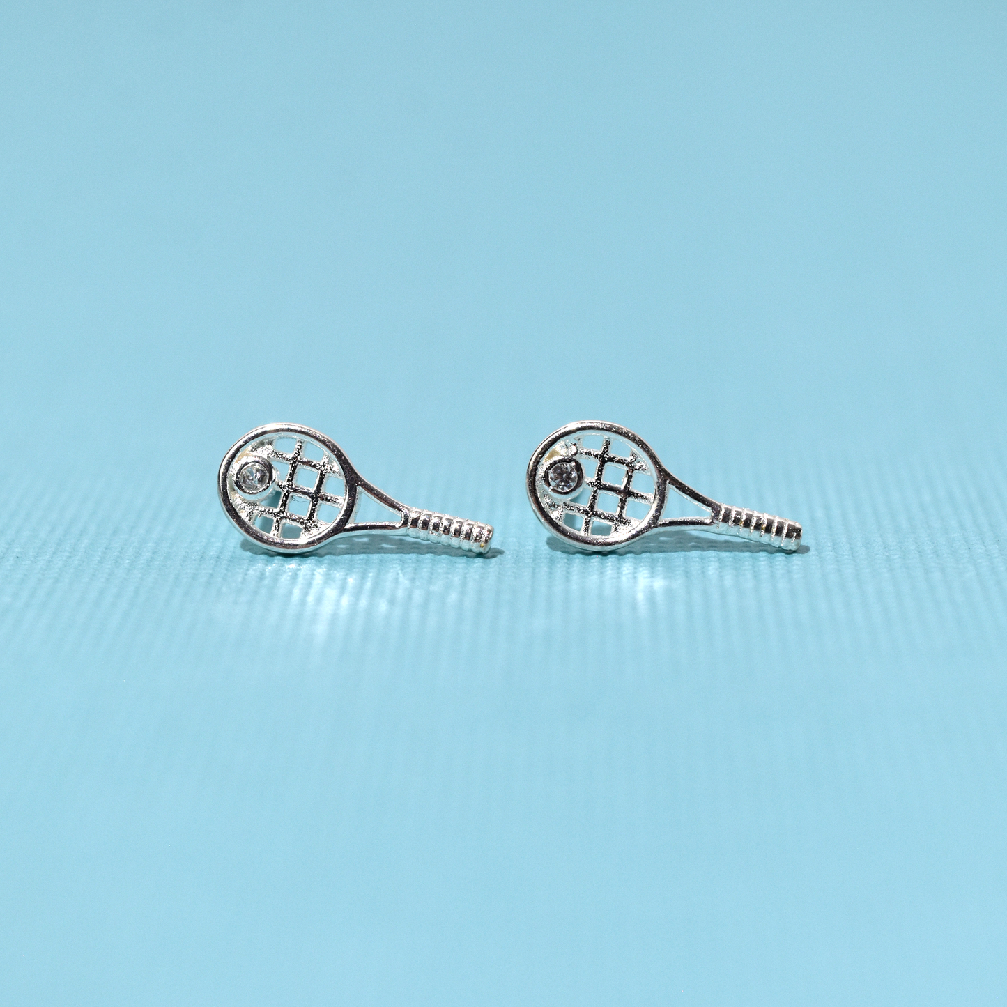 Tennis Racquet Earrings - Silver
