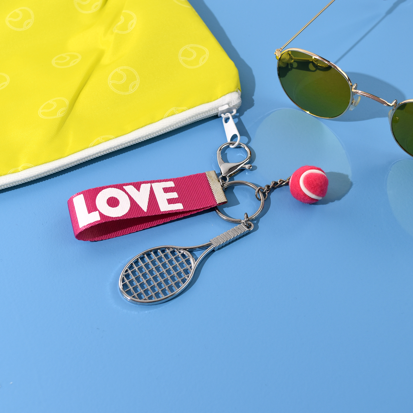 Tennis Racquet Keychain - Pink