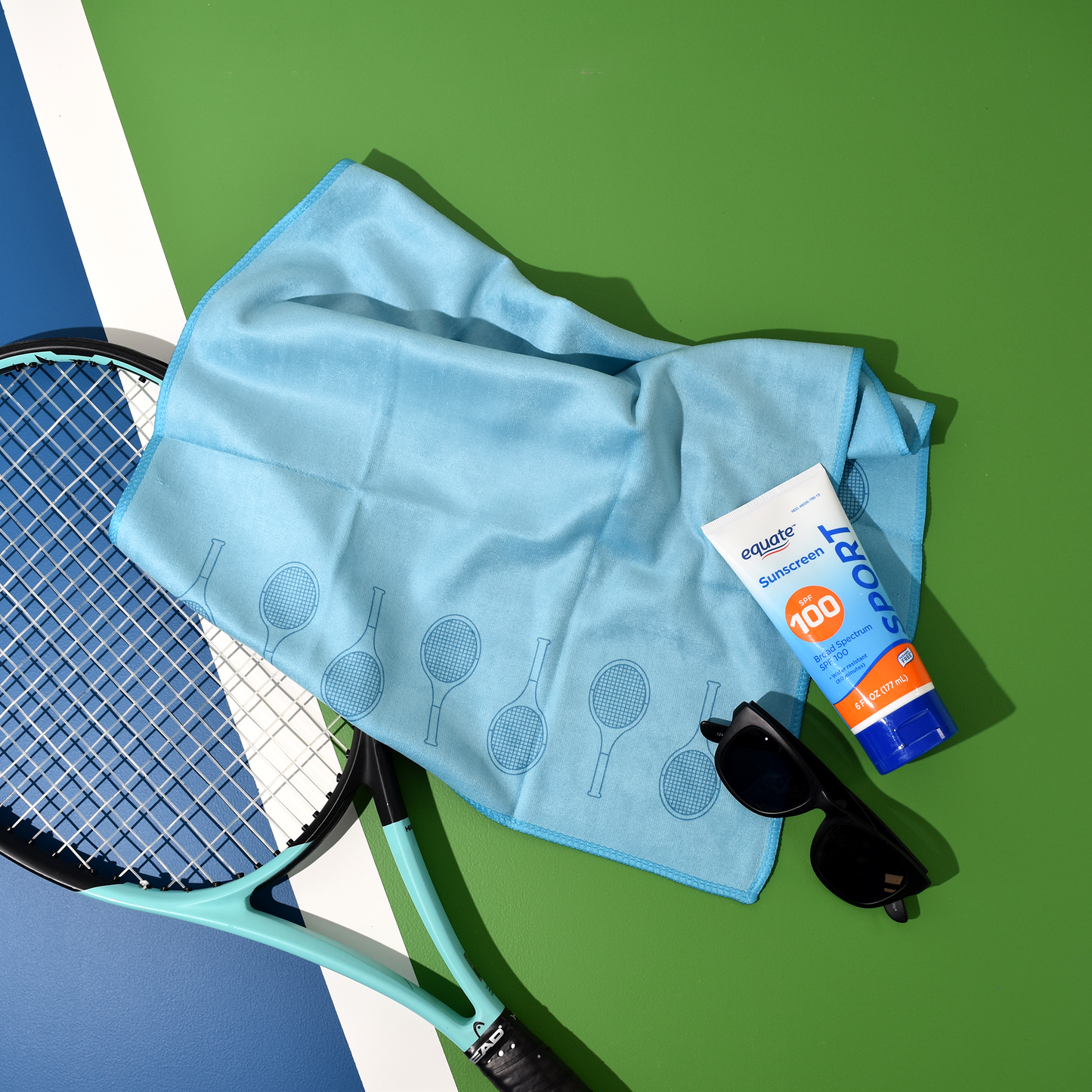 Tennis Towel - Teal - Tennis Racquets