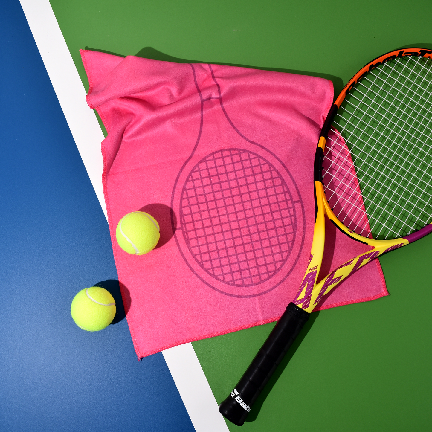 Tennis Towel - Pink - Tennis Racquet