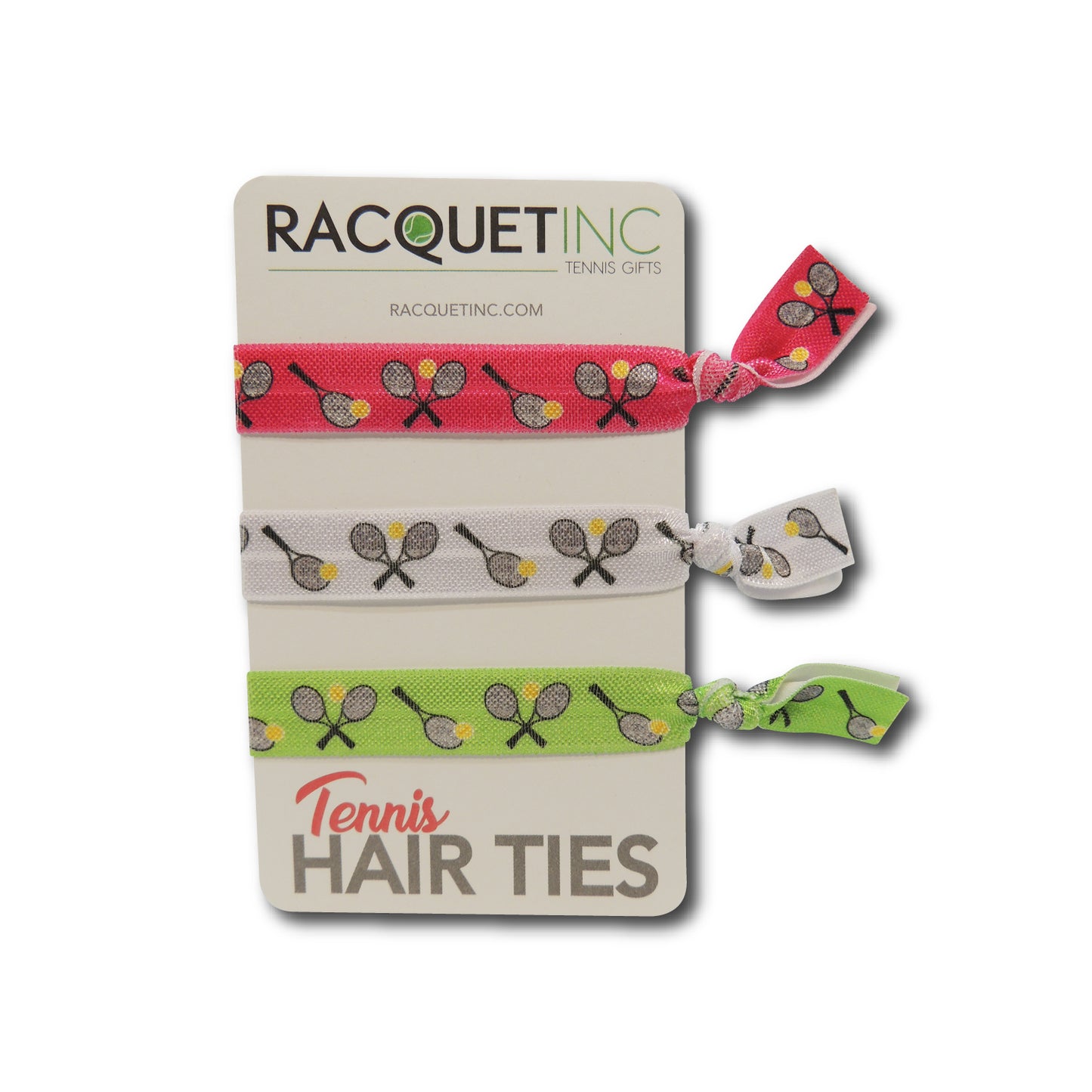 Tennis Hair Ties (3 Pack) - Racquet (Racket) Inc Tennis Gifts