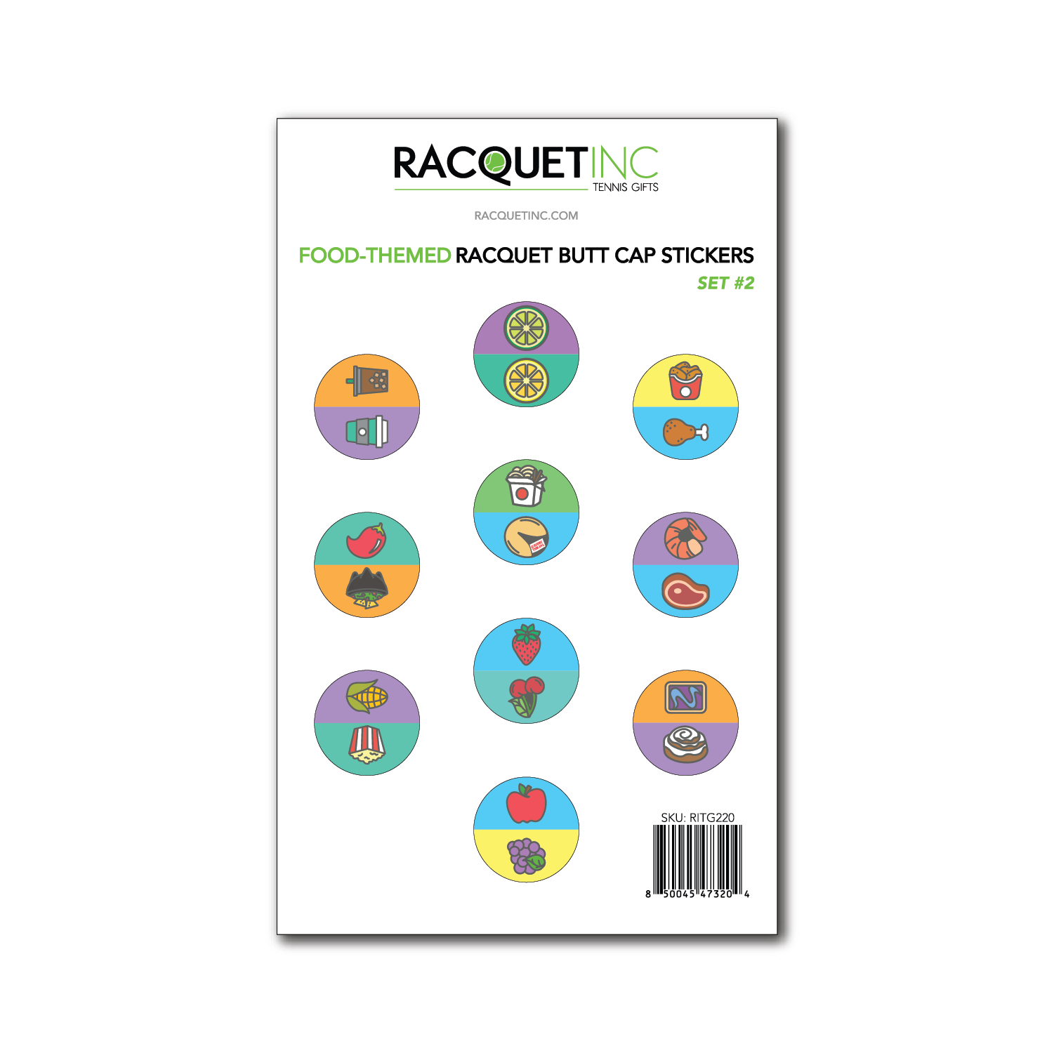 Products Food-Themed Racquet Butt Cap Stickers (10-Pack) Set #2