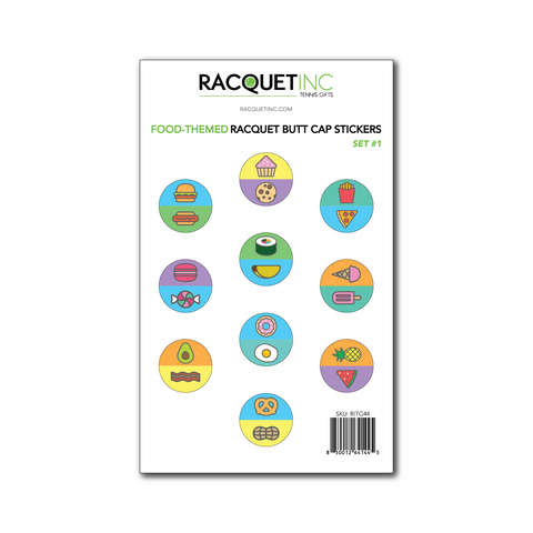 Food-Themed Racquet Butt Cap Stickers (10-Pack) Set #1