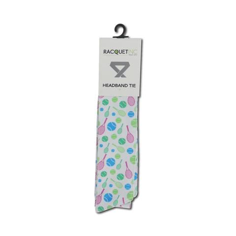 Tennis Headband Tie - White - Racquet (Racket) Inc Tennis Gifts
