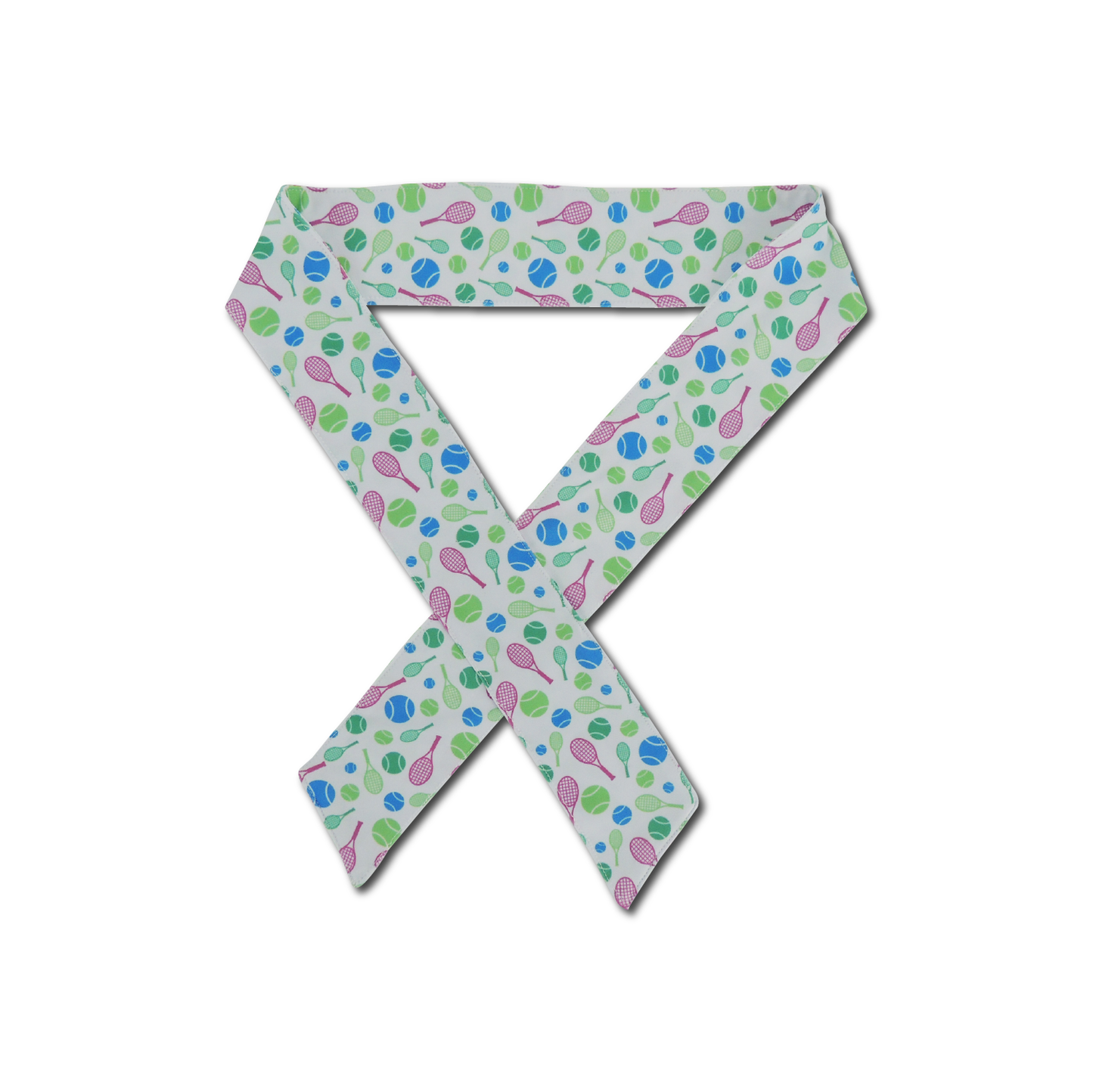 Tennis Headband Tie - White - Back of Headband - Racquet (Racket) Inc Tennis Gifts